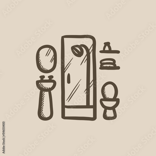 Bathroom sketch icon.