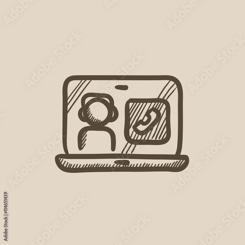 Online education sketch icon.