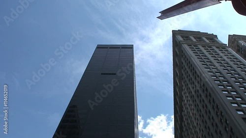 Skyscraper and american flag downtown Manhattan, New York