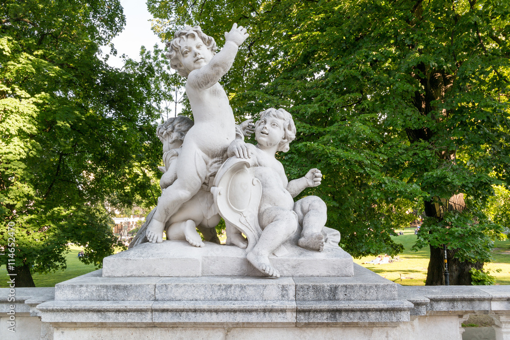 Putti sculpture in Burggarten in Vienna, Austria