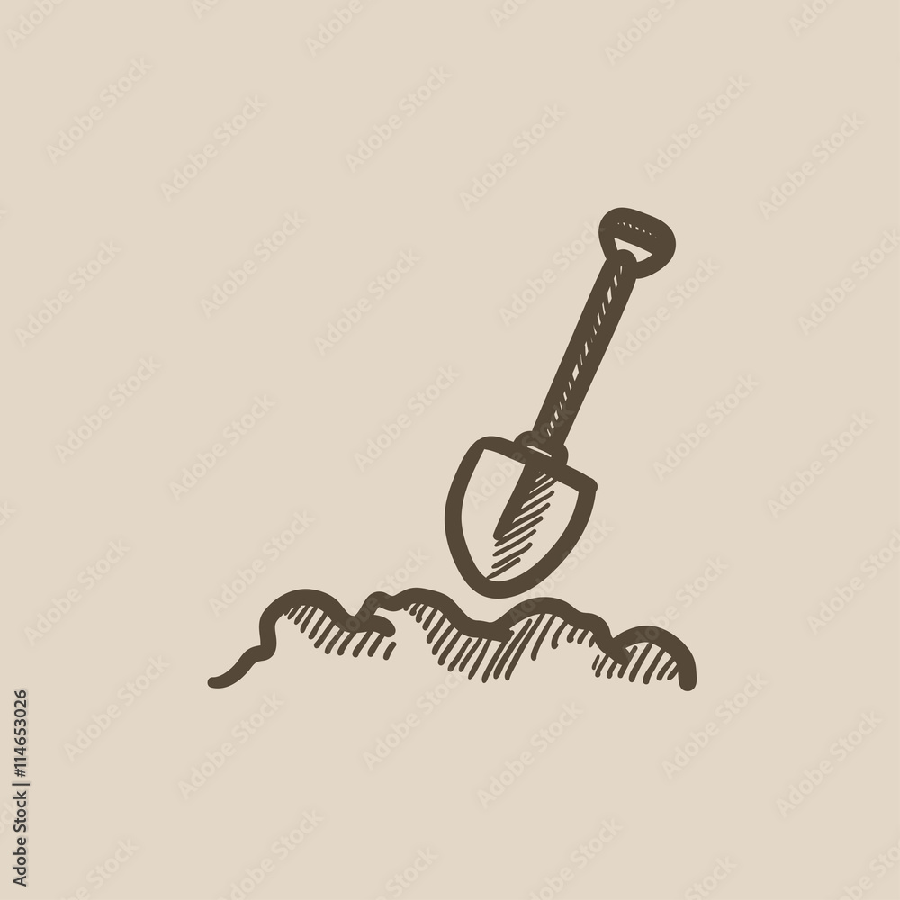 Naklejka premium Mining shovel sketch icon.