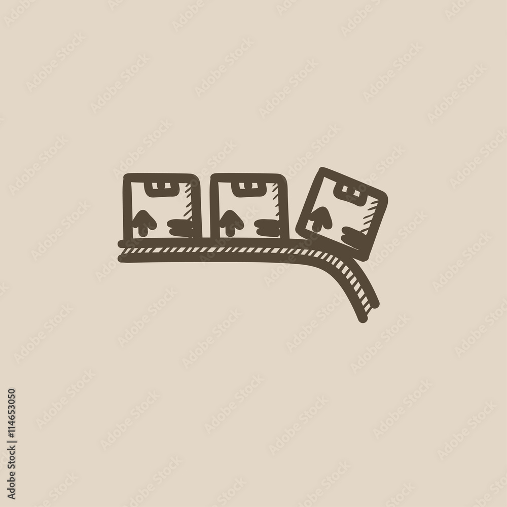 Conveyor belt for parcels sketch icon. Conveyor belt for parcels sketch icon.