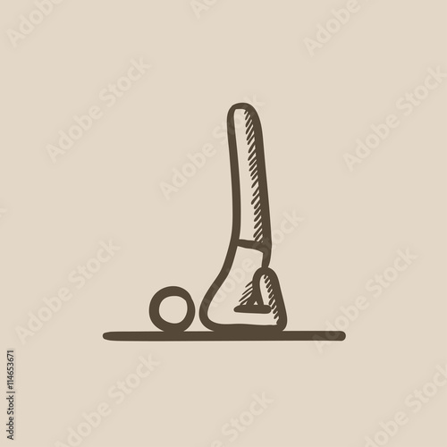 Man practicing yoga sketch icon.