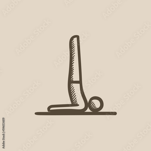 Man practicing yoga sketch icon.