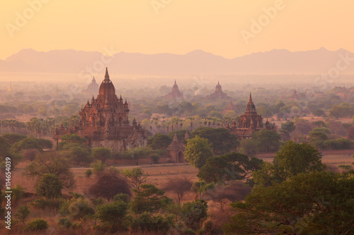 Misty sunrise from Shwesandaw Pagoda, Bagan, Myanmar © gqxue