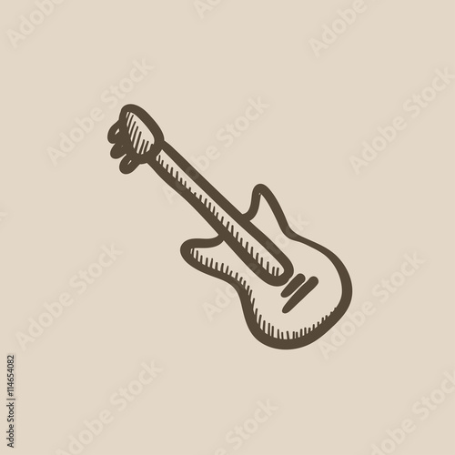 Electric guitar sketch icon.