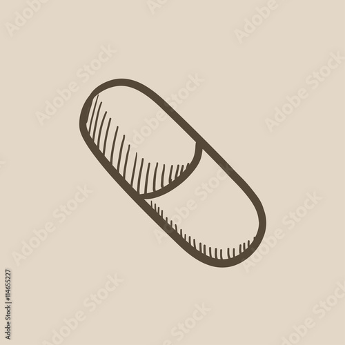 Capsule pill sketch icon.