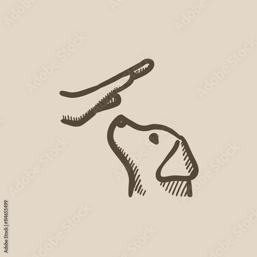 Dog training sketch icon.