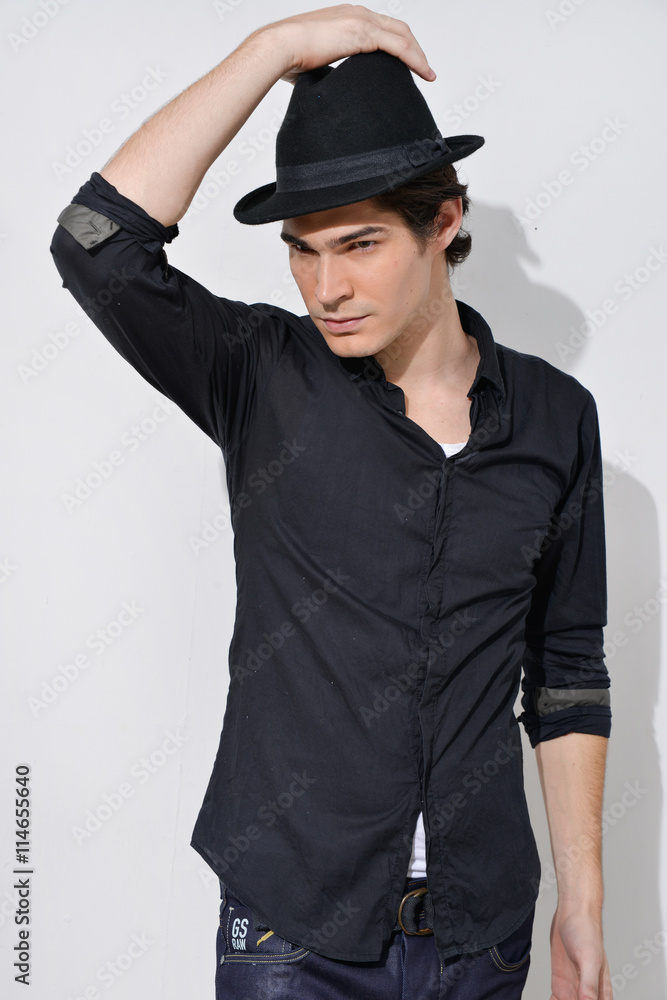 Portrait of a handsome man with hat isolated Portrait of a handsome man with hat isolated