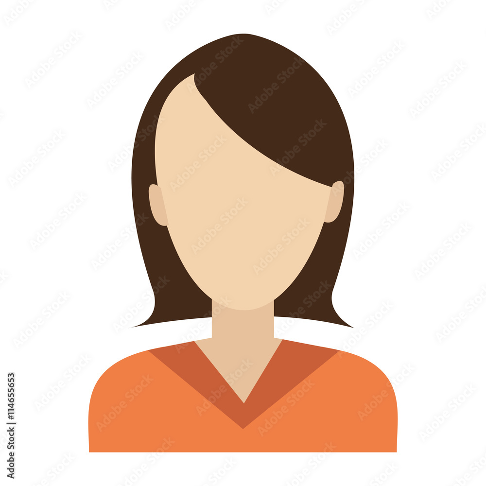 avatar woman wearing colorful shirt front view over isolated background,vector illustration 