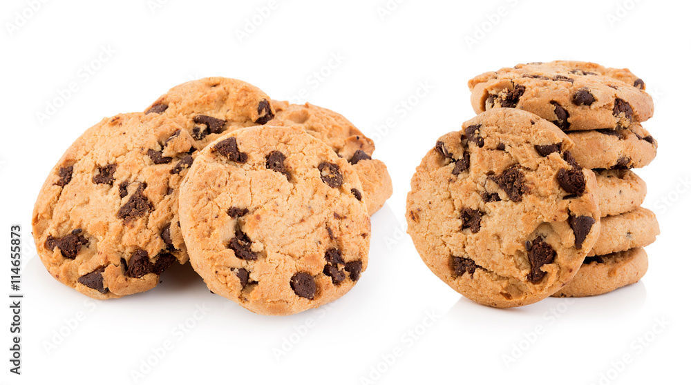 Chocolate chip cookie on white background Chocolate chip cookie on white background