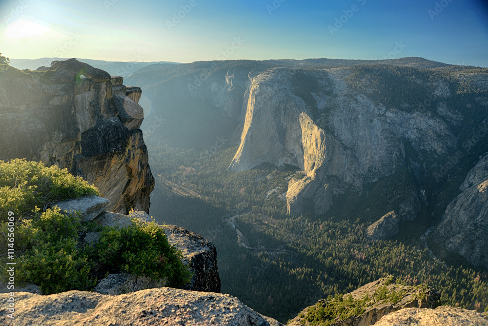 View from above on Yosemite valley from Taft Point. Sierra Nevad
