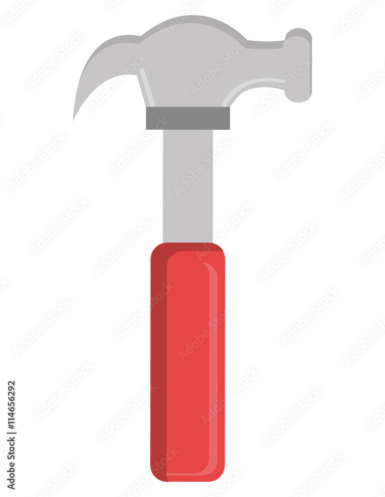 red and grey construction hammer front view over isolated background, vector illustration red and grey construction hammer front view over isolated background, vector illustration