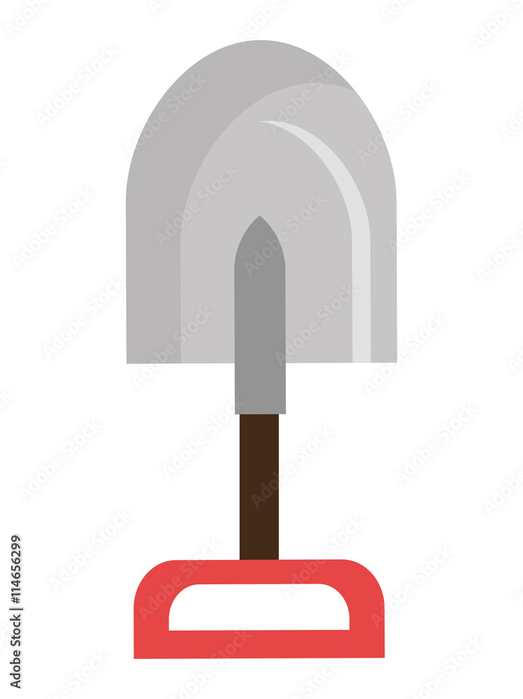 red and grey construction shovel front view over isolated background, vector illustration red and grey construction shovel front view over isolated background, vector illustration