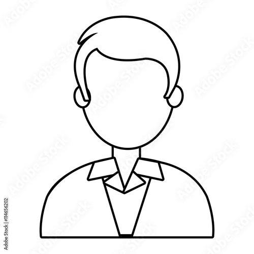black and white avatar man wearing suit and tie front view over isolated background,vector illustration © Gstudio