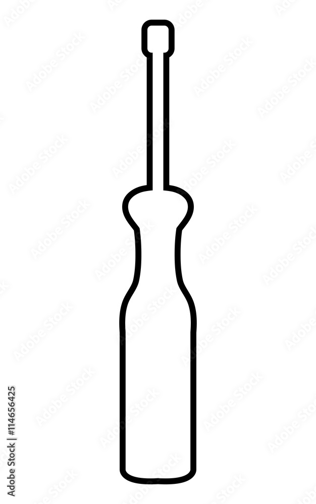 white screwdriver front view over isolated background, vector illustration 
