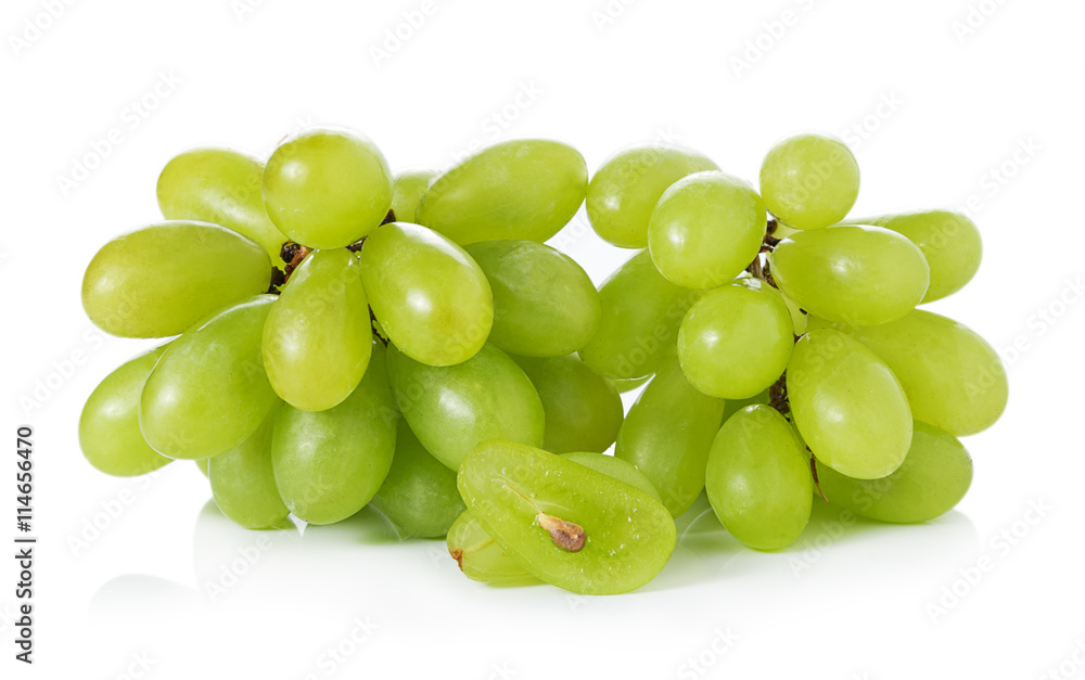 green grapes isolated on the white background green grapes isolated on the white background
