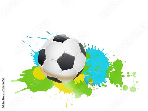 soccer ball on color splashes composition. vector illustration