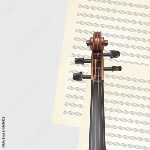 violin neck on musical background
