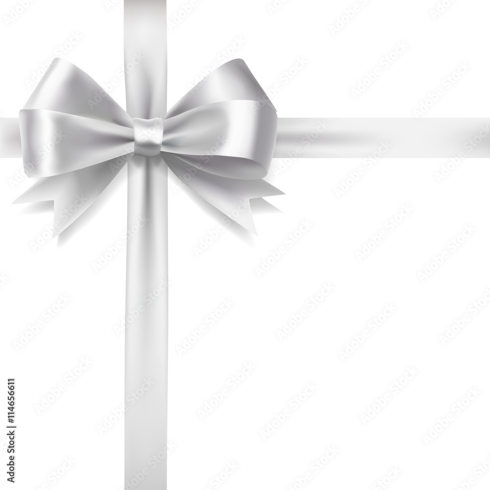 silver ribbon bow over white background. vector decorative desi silver ribbon bow over white background. vector decorative desi