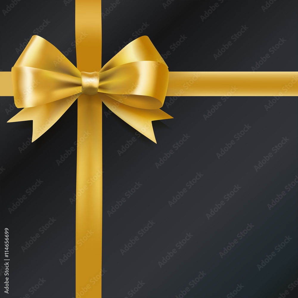 golden bow ribbon on black. decorative design element. vector golden bow ribbon on black. decorative design element. vector