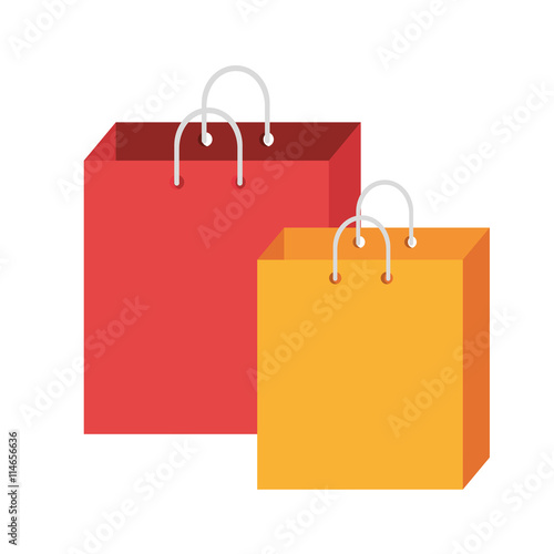 red and yellow shopping bags front view over isolated background, vector illustration 