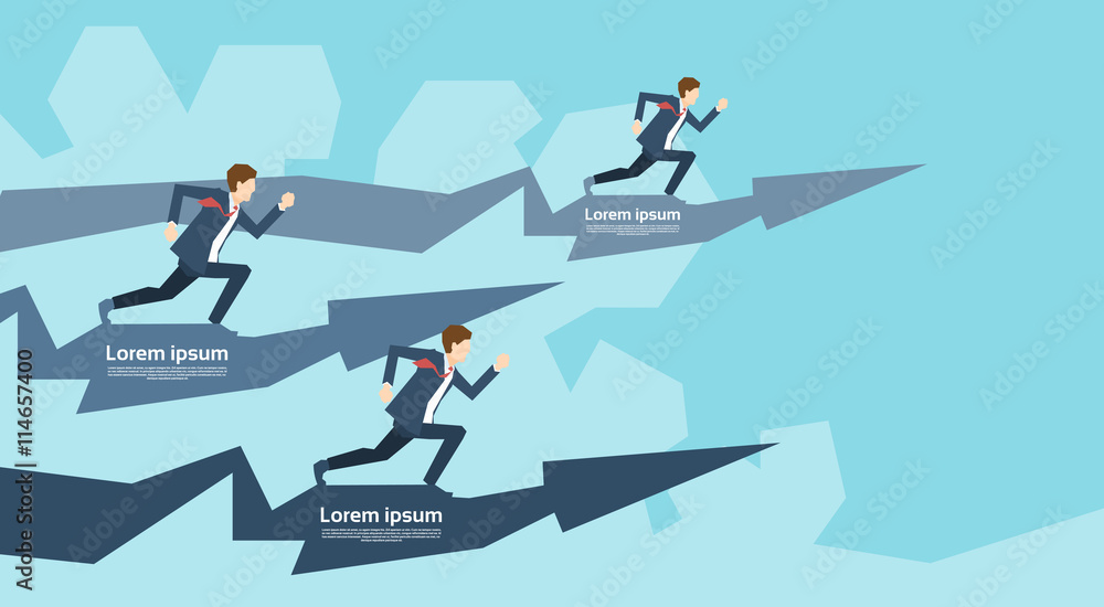 Obraz premium Business People Group Run Team Leader On Arrow Competition Concept