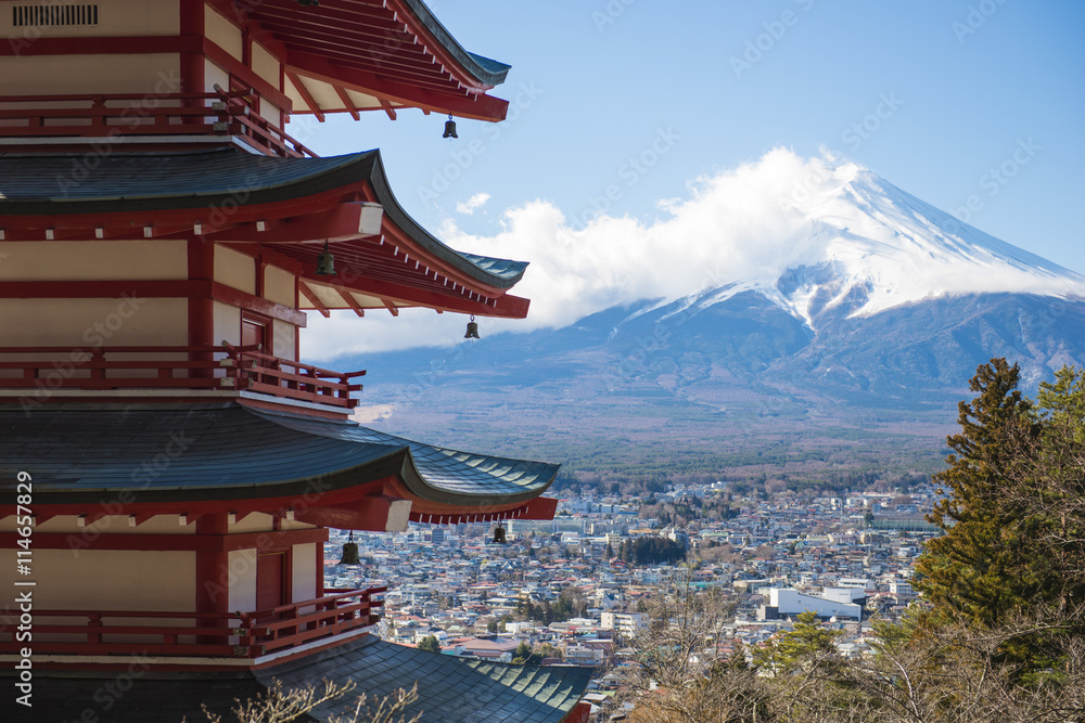 Chureito Pagoda view point with Mt.Fuji background