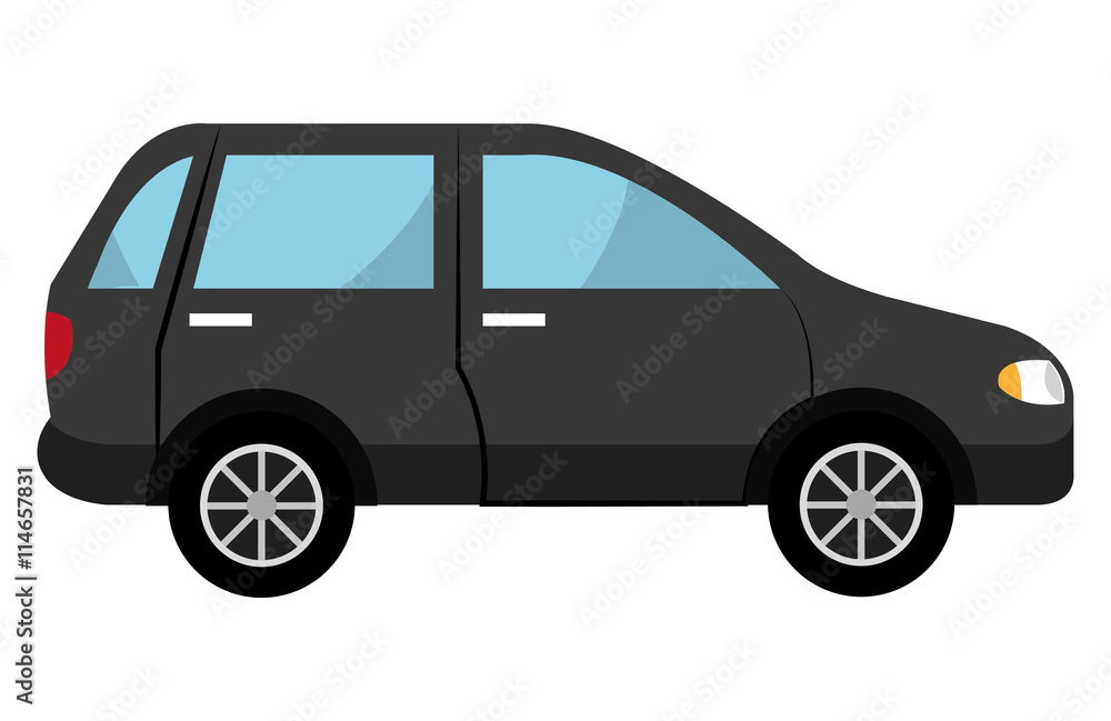 black SUV car side view over isolated background, vector illustration 