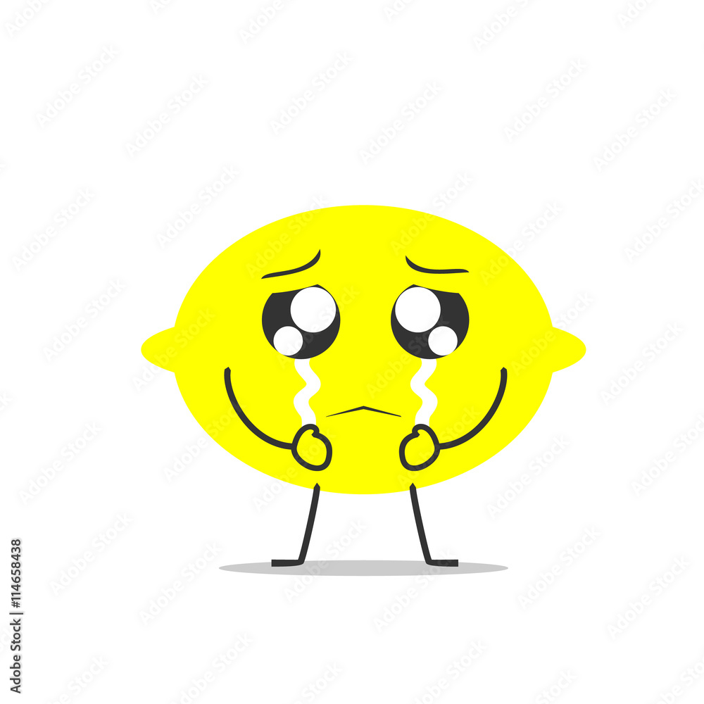 Fototapeta premium crying lemon simple clean cartoon illustration
