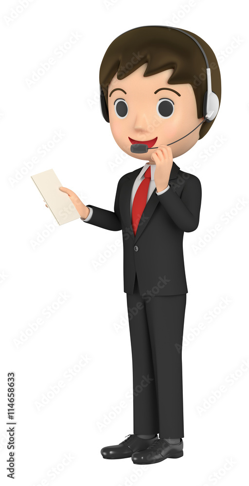 3D illustration character - A business man talks with an inter-cam. 3D illustration character - A business man talks with an inter-cam.