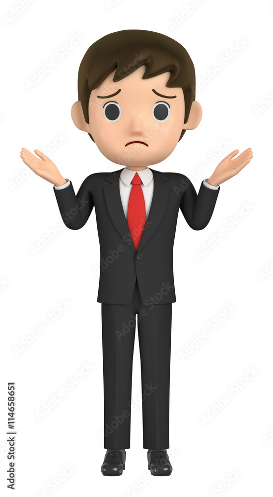 3D illustration character - A business man is troubled.