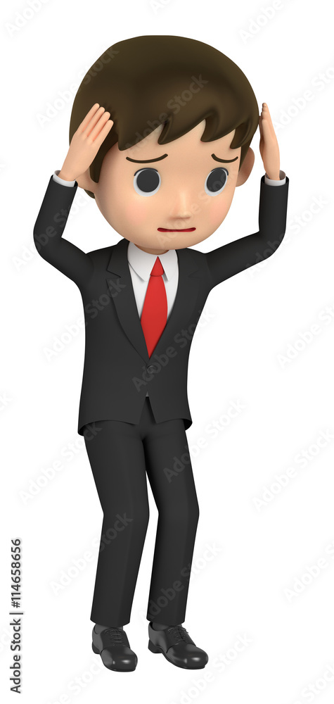 3D illustration character - A business man is troubled. 3D illustration character - A business man is troubled.