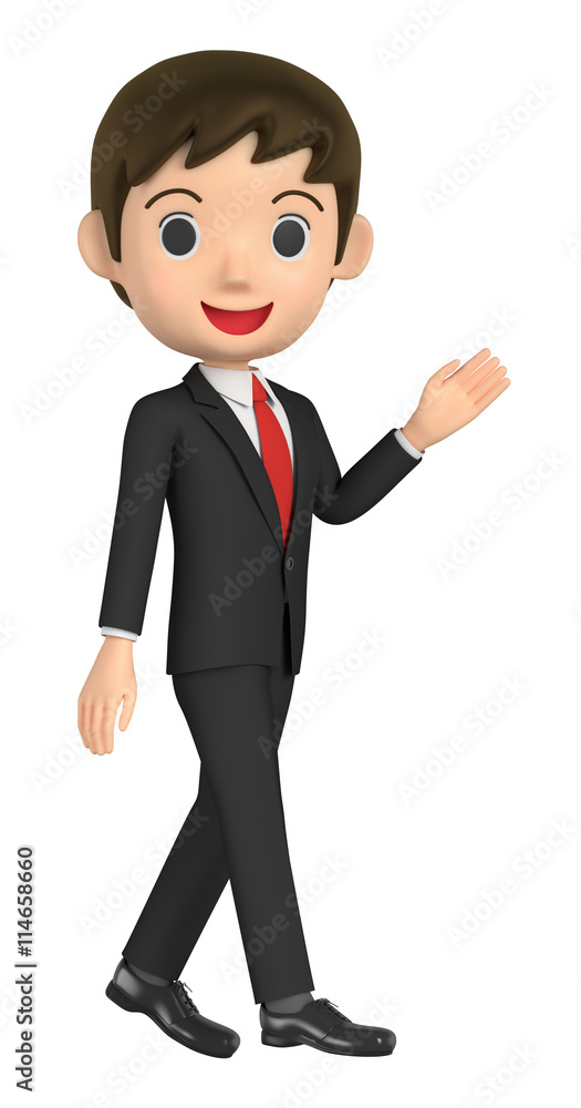 3D illustration character - The businessman who walks while talking. 3D illustration character - The businessman who walks while talking.