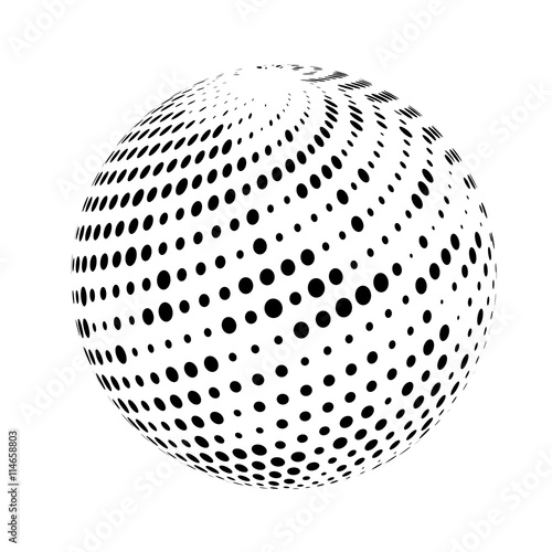 Halftone sphere isolated on white background.