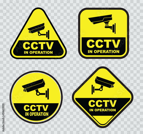 set of Closed Circuit Television (CCTV) Signs.