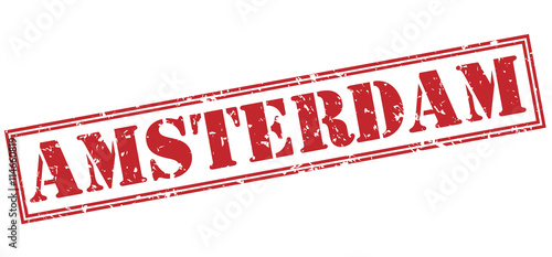 Photography amsterdam red stamp on white background