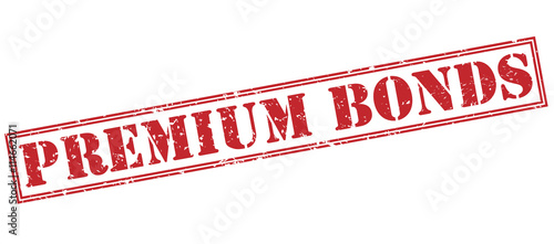 premium bonds red stamp on white background photo