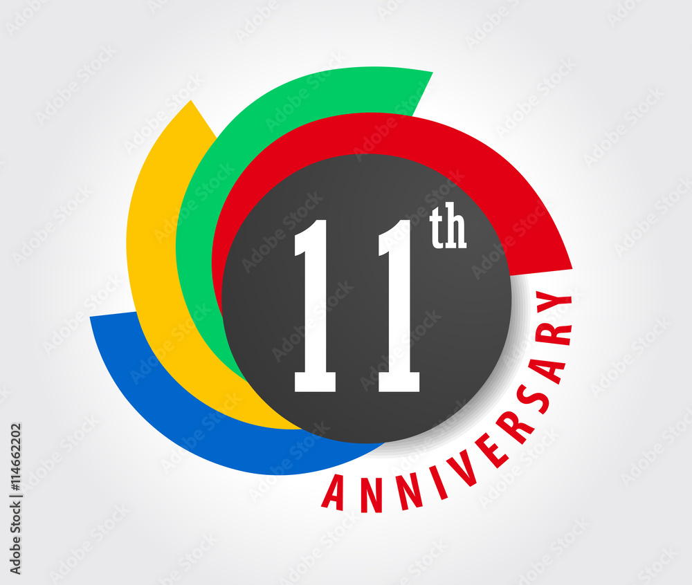 11th Anniversary celebration background, 11years anniversary card  illustration - vector eps10 Stock Illustration | Adobe Stock