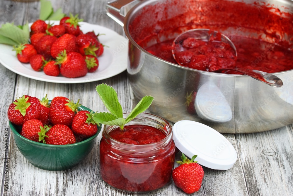 Homemade organic red strawberry jam Homemade organic red strawberry jam