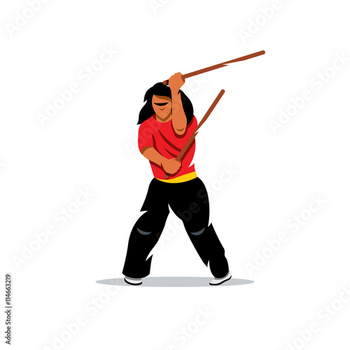 Vector Krav Maga Man Cartoon Illustration.