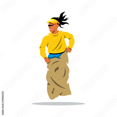 Vector Jumping Sack Cartoon Illustration.