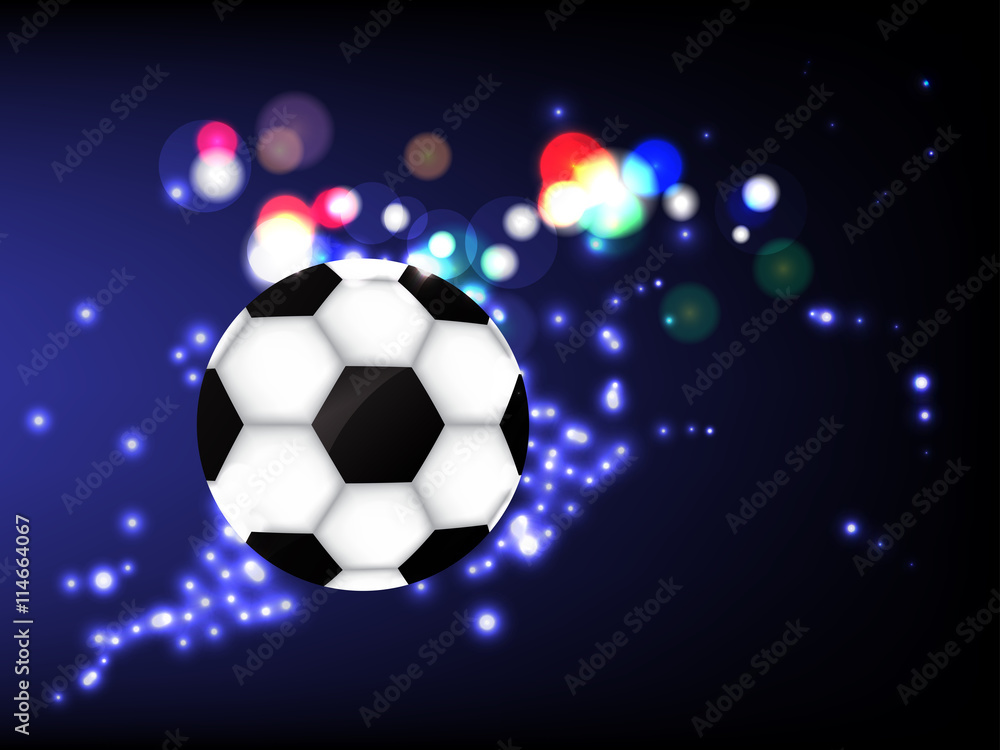 Naklejka premium soccer ball or football on light sparkling abstract background