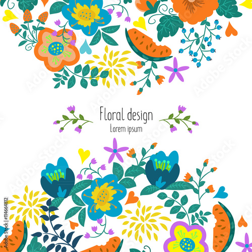 Template design invitation with flowers