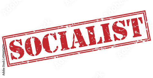 socialist red stamp on white background photo
