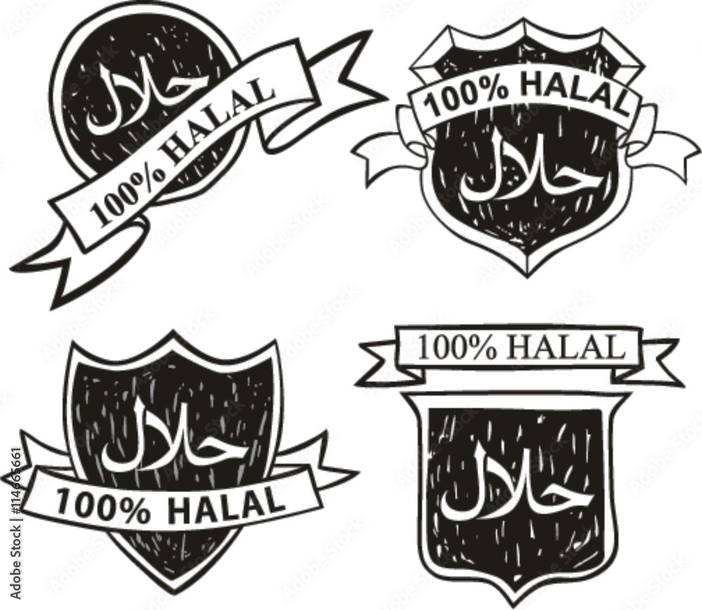 Vector set Halal Label, Halal Tag Design