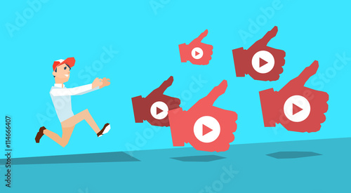 Popular Video Blogger With Like Thumb Up