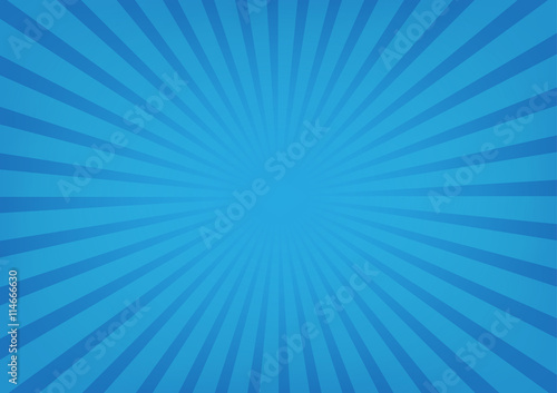 Sun rays vector, sunburst on blue color background.