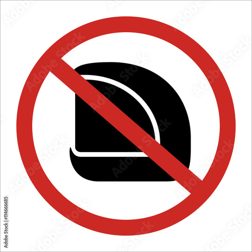No helmet allow to use restrict sign isolated on white background.