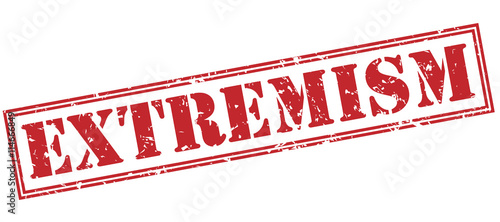 Photos extremism red stamp on white background